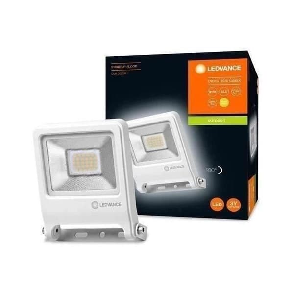 LEDVANCE LED utomhusstrålkastare - 20 W - 1600 lm - IP65 - Aluminium - Vit
