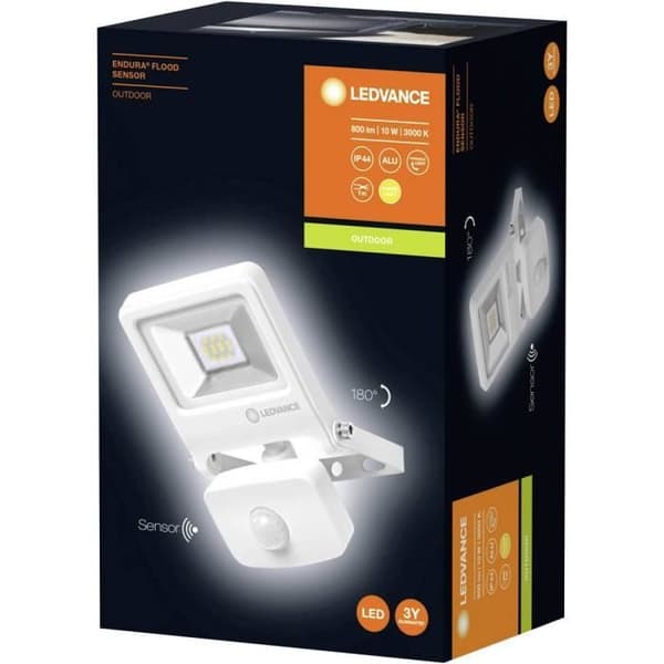 Utomhus LED spotlight 10 W x integrerad LED varmvit LEDVANCE ENDURA® FLOOD Sensor Varmvit L 4058075292178 vit
