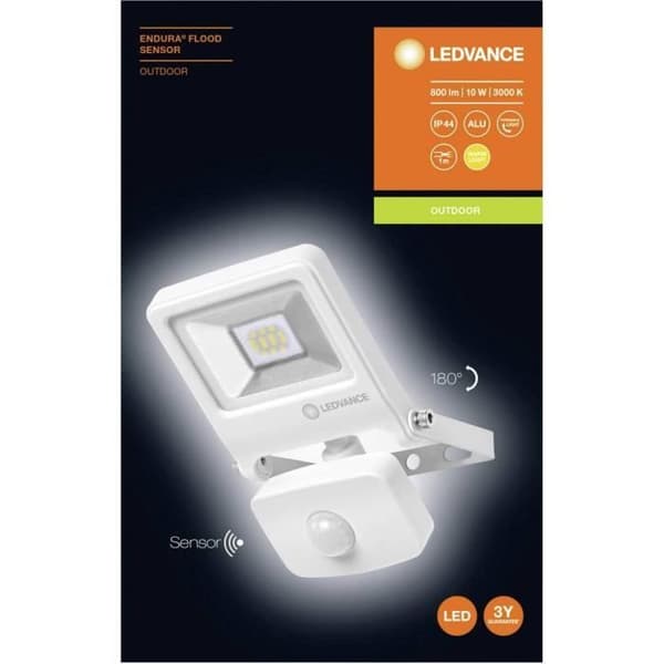 Utomhus LED spotlight 10 W x integrerad LED varmvit LEDVANCE ENDURA® FLOOD Sensor Varmvit L 4058075292178 vit