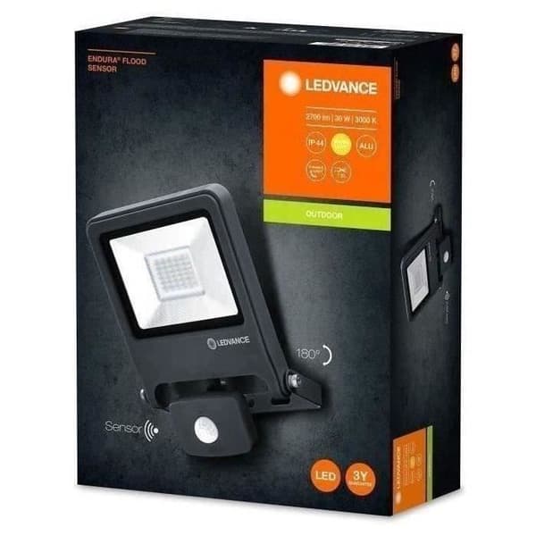 LED-strålkastare utomhus - LEDVANCE - Endura Flood 30W - Grå - Rörelsedetektor - 2700lm - 3000K