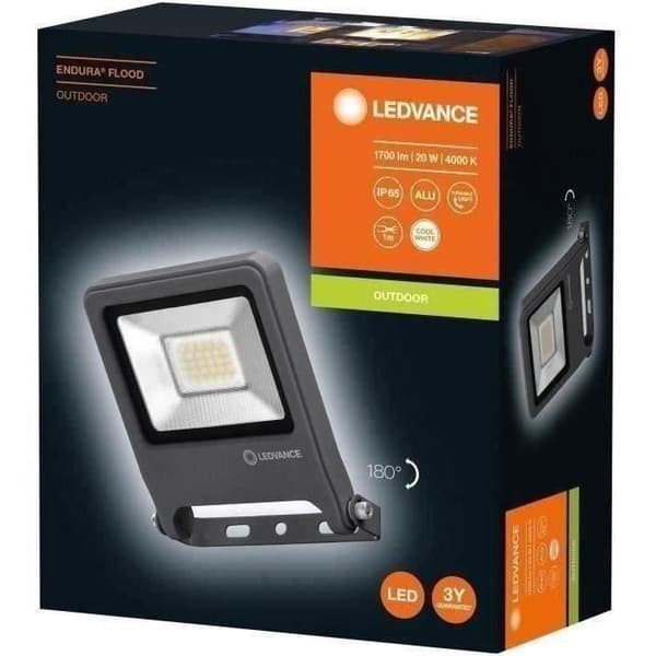 LED-projektor utomhus - LEDVANCE - ENDURA FLOOD 20w - Mörkgrå - 1700 lumen - 4000K