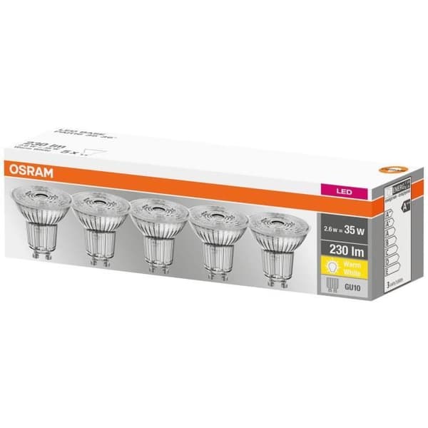 OSRAM - LED SPOT PAR16 36° 2,6W=35 GU10 Warm - Set om 5