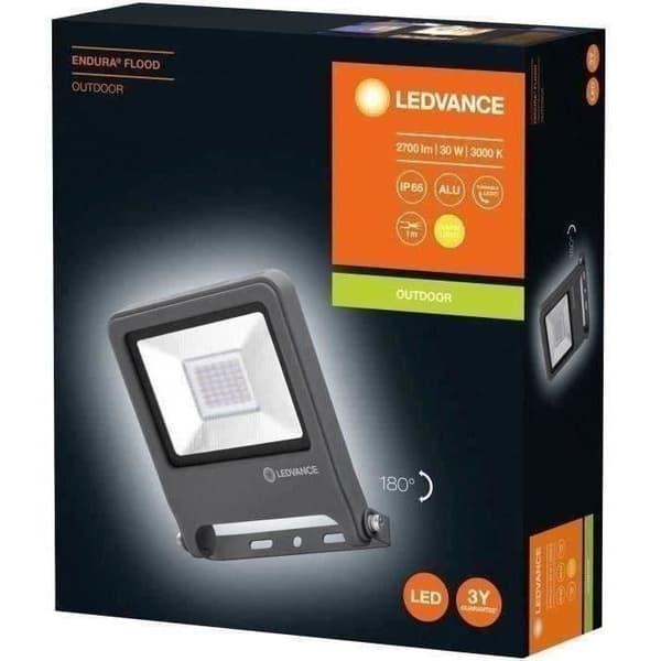 LED utomhusstrålkastare - LEDVANCE - 30 W - 2400 lm - IP65 - Aluminium - Mörkgrå