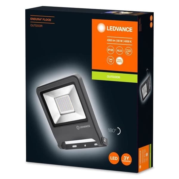 ENDURA FLOOD Floodlight 50w = 4500lm â€ “Grå - Cool White