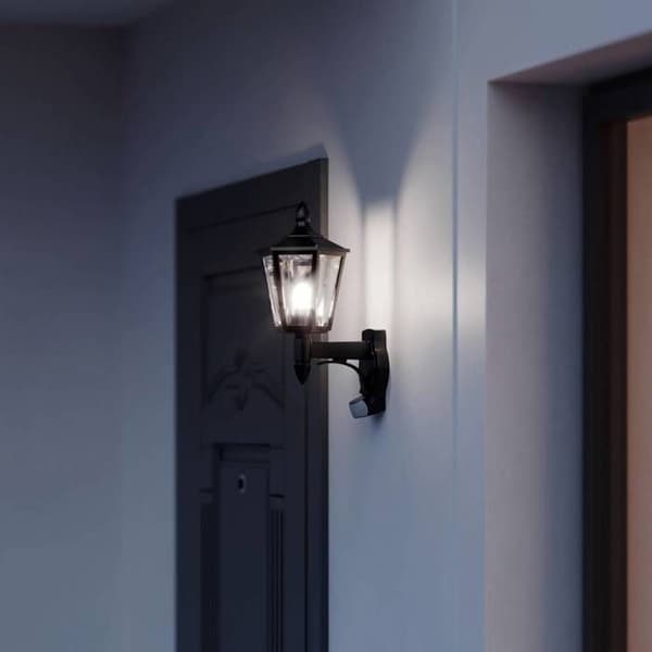 Vägglampa utomhus med STEINEL L 15 S 60W IP44 E27 detektor - Svart - Modernt - Design
