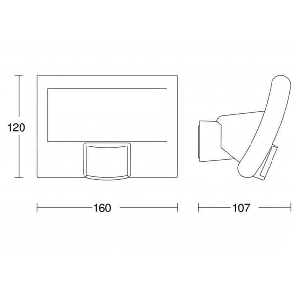 Böjd STEINEL XLED utomhusstrålkastare med sensor - Integrerad LED - Antracit