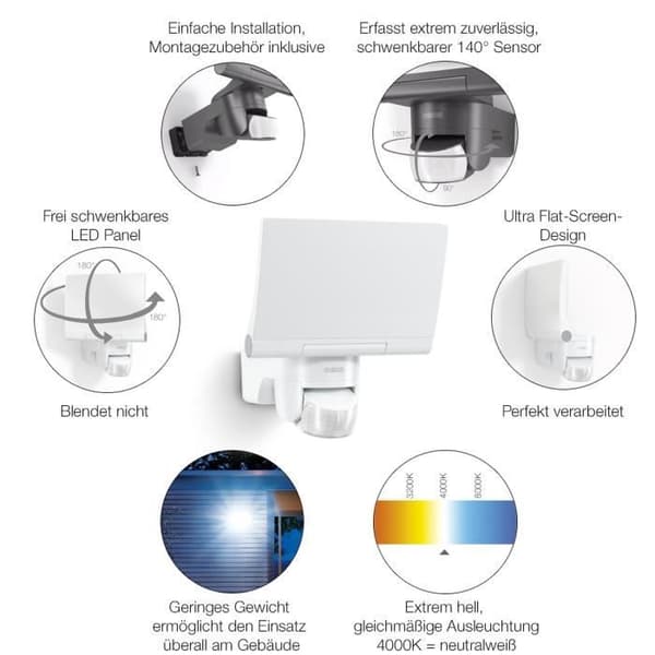 STEINEL - Utomhusstrålkastare med sensor - XLED Home 2 S - 13,7W 3000K IP44 - Svart