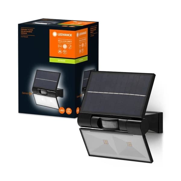 LEDVANCE ENDURA SOLAR DOUBLE Sensor - Solar strålkastare, LED strålkastare med rörelsesensor och dagsljussensor