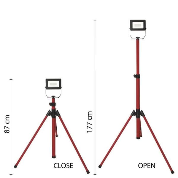 LIGHT PAD 2: proiettore LED SMD 20W IP65, nero 6500K med treppiede och cavo 3mt