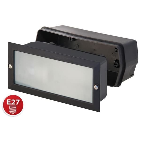 Ytterväggslampa - BRICK: E27 exteriör infälld spotlight i gjuten aluminium. Svart