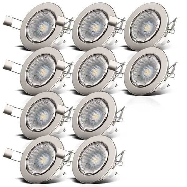 Inbyggda spotlights - B.K.LICHT - Selena - 10-pack - GU10 5W - Matt nickel - Justerbara