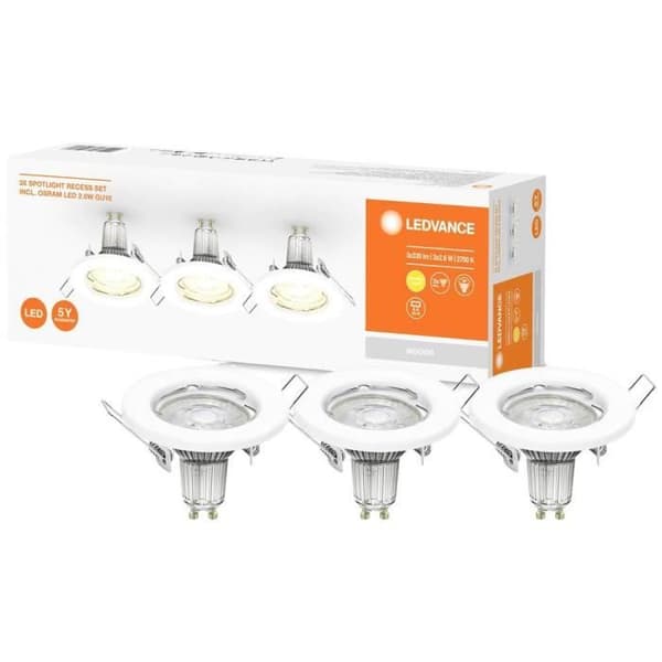 Infälld LED-spotlight - LEDVANCE - SET X3 - GU10 - 4,5 W - Metall - Badrum