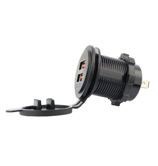 INF Dobbelt QC3.0 biloplader med afbryder Sort + blå