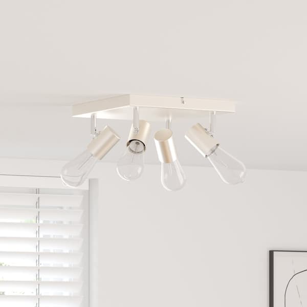 Takspotlight 4-vägs Justerbar Borstad Nickel E27