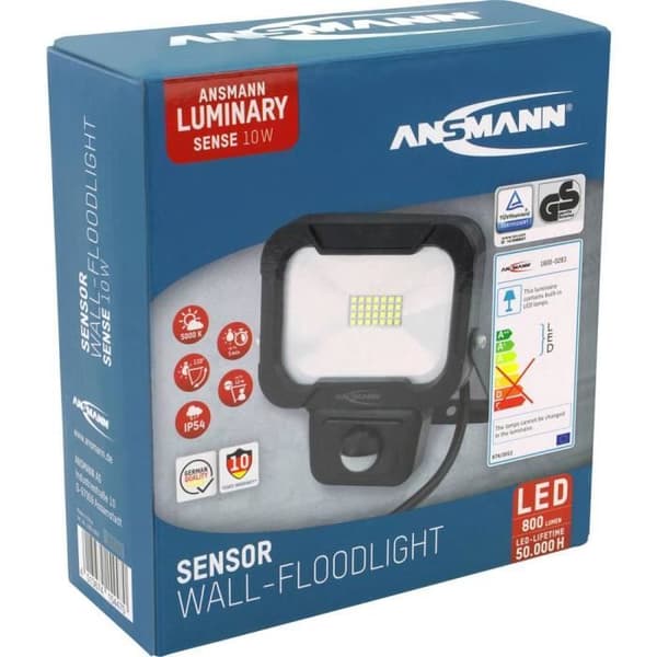 Ansmann WFL800S 1600-0283 LED väggspotlight EEC: LED 10 W Neutral vit 1 st.