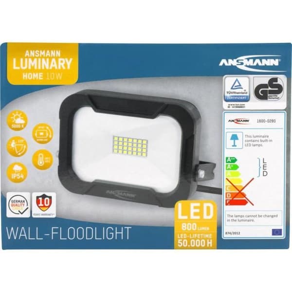 Ansmann WFL800 1600-0280 LED väggspotlight EEC: LED 10 W Neutral vit 1 st.