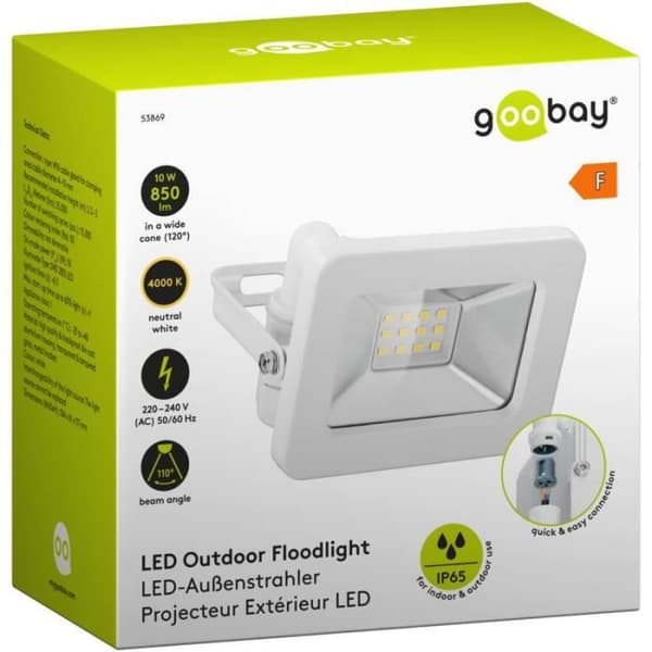 Vit LED utomhusstrålkastare, 20 watt - 1700 lumen Goobay