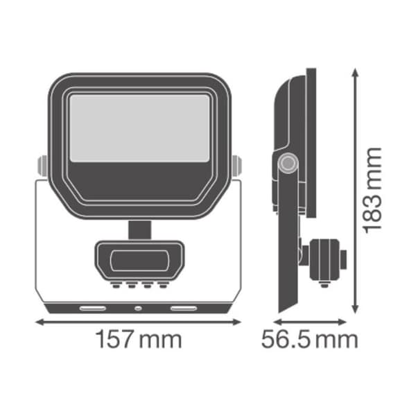 Ledvance LED Projektor Aluminium Svart 17W 2200lm 100D - 830 Varmvit | IP65 - Rörelse- och Ljusdetektor - Symmetrisk