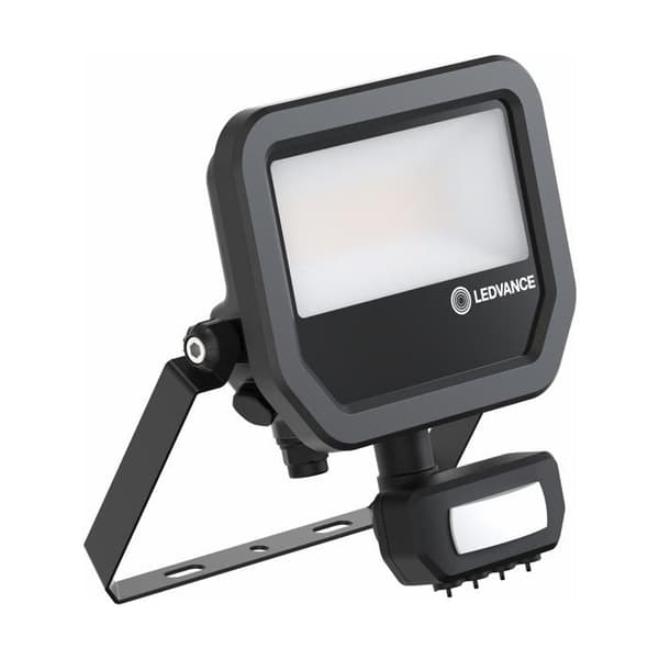 Ledvance LED Projektor Aluminium Svart 17W 2200lm 100D - 830 Varmvit | IP65 - Rörelse- och Ljusdetektor - Symmetrisk