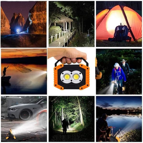 OBOSOE Bärbar 30W LED Arbetslampa Uppladdningsbar Vattentät Camping Spotlight & Flodbelysning (1-pack)