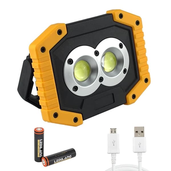OBOSOE Bärbar 30W LED Arbetslampa Uppladdningsbar Vattentät Camping Spotlight & Flodbelysning (1-pack)