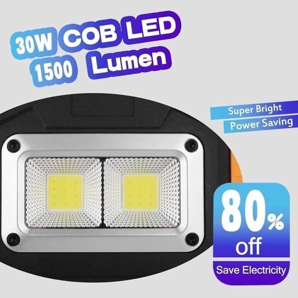 OBOSOE Kraftig 30W Genopladelig LED Arbejdslampe - Bærbar Vandtæt Spotlight & Flodlys til Camping