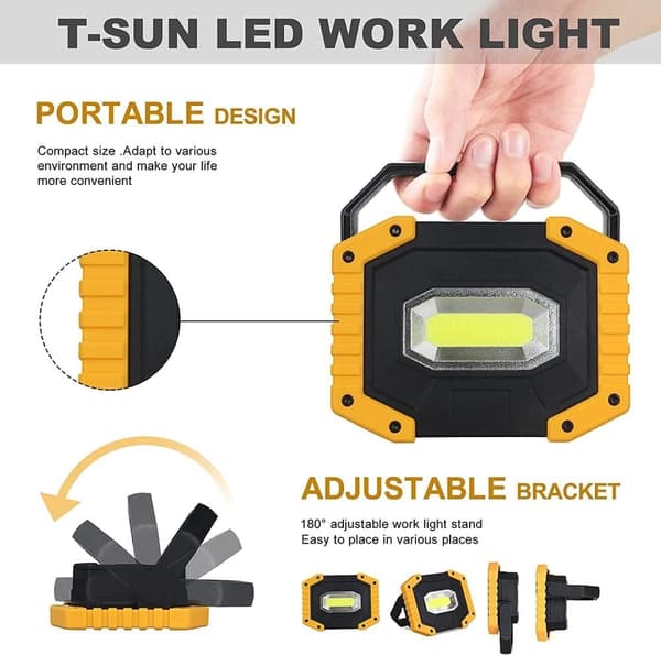 2025 Upgraded 30W LED Rechargeable Work Light with Digital Display, 2500LM Super Bright COB Floodlight with 3 Modes, Outdoor IP65 Emergency Security L