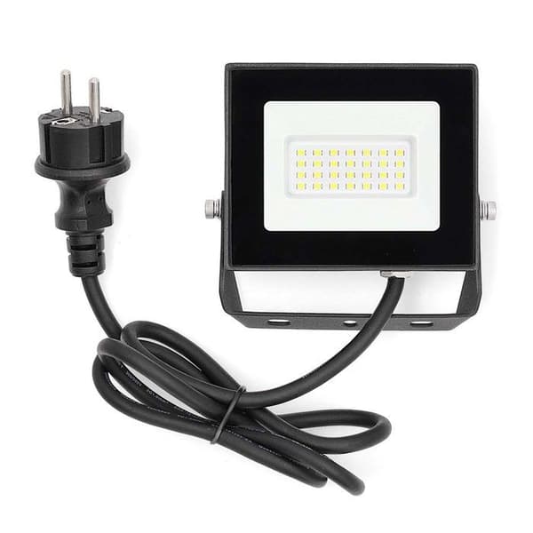 Utomhus LED Projektorlampa Med Sladd 20W 4000K 1620lm IPX6 Nedis Svart Svart