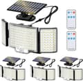 Miniatyrbild 1 av 7: OBOSOE 4-pack Solcellslampa med Sensor, 212 LED Strålkastare, 270° Vinkel, Fjärrkontroll, Utomhusbruk
