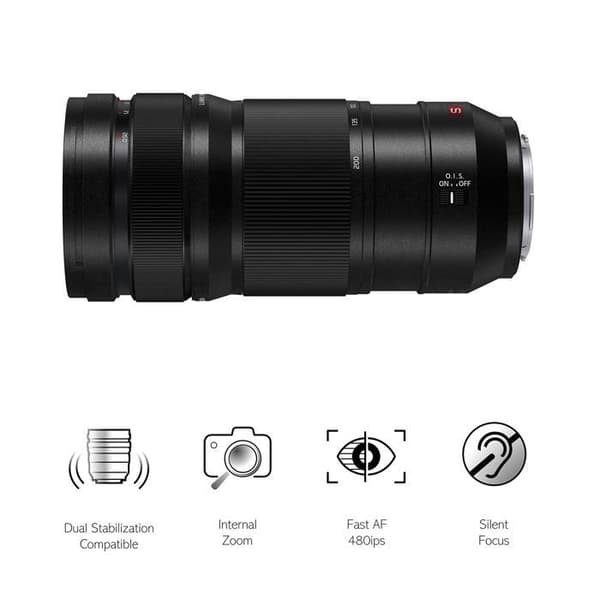 Panasonic Lumix S Pro 70-200mm F4.0 | Teleobjektiv S-R70200E (Zoom 200mm, Avdragbar ring, Dubbel stabilisering, Tropiskiserad) Svart