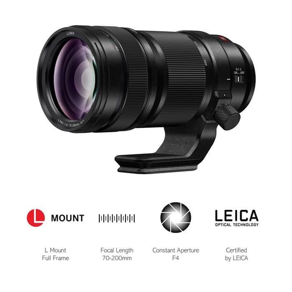 Panasonic Lumix S Pro 70-200mm F4.0 | Teleobjektiv S-R70200E (Zoom 200mm, Avdragbar ring, Dubbel stabilisering, Tropiskiserad) Svart