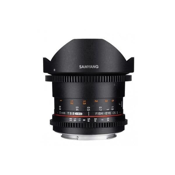 SAMYANG 8mm T3.8 Fisheye CS II VDSLR-objektiv - Canon-fäste - 167° vidvinkel