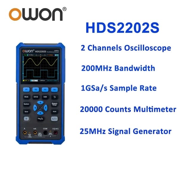 Digitalt oscilloskop, håndholdt, USB Type C, 200MHz HDS2202S
