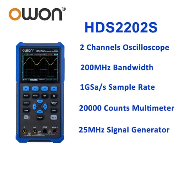 Digitalt oscilloskop, 200MHz båndbredde, signalgenerator, HDS2202S