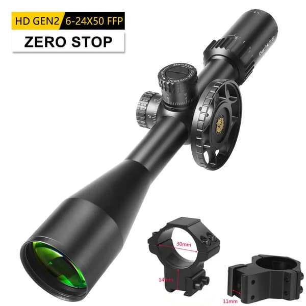 Kikarsikte, 6-24x förstoring, 30 mm rördiameter, första fokalplanet,Låg 11mm Fästen-ZS