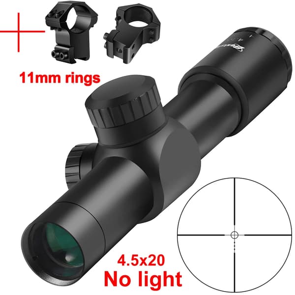 Jaktgevärssikte, 4,5x förstoring, objektivdiameter, andra fokalplanet,sikte med 11mm ring