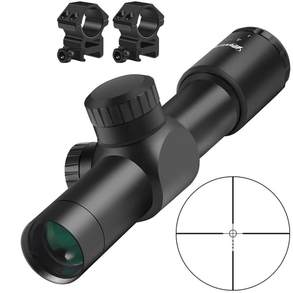 Jaktgevärssikte, 4,5x förstoring, objektivdiameter, andra fokalplanet,sikte med 20mm ring
