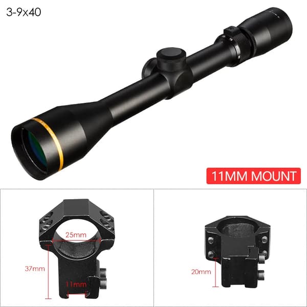 Riflesikte, 3-9x40, Linsfunktion, 11mm Fäste,3-9x40 11mm