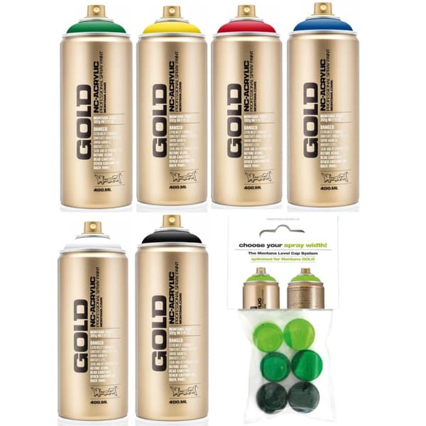 Montana Gold Paket - Basfärger inkl munstycken - 6 st