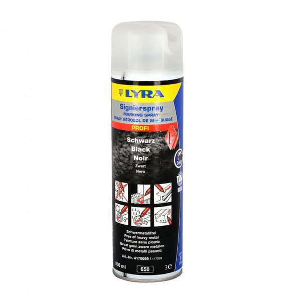 Märkspray/Signalspray/Sprayfärg Lyra Profi 4180, 500ml, Svart