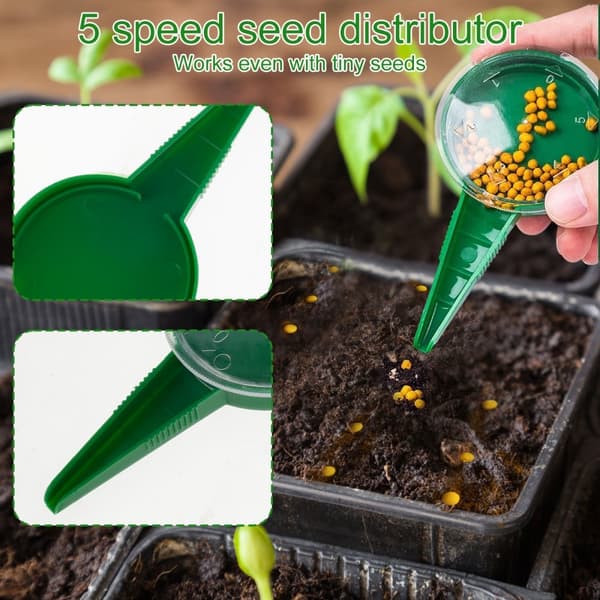6 st / Set Plast Fröspridare Kit 5-Hastighet Rund Planter Dibber Frödispenser