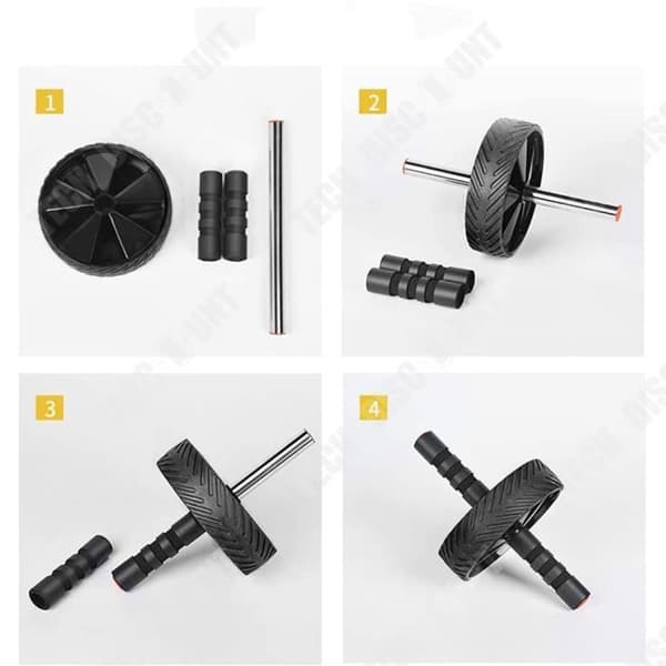 TD® Rullande magreducer med stor hjul Fitnessutrustning för tyst magtränare med en hjul svart
