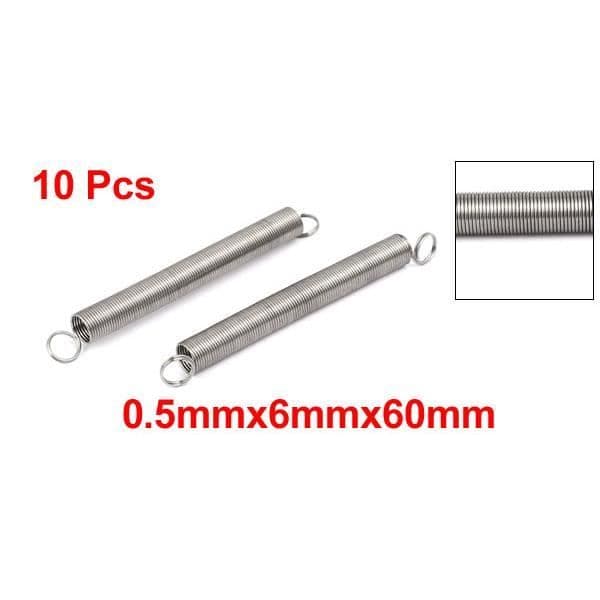 SOURCING MAP Dragfjäder Tensionsfjäder Utdragningsfjädrar 0.5mm x 6mm x 60mm Rostfritt stål 304 Silver 10Pcs