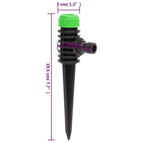 vidaXL Roterande sprinkler 6 st grön och svart 3x6x19,5 cm ABS & PP