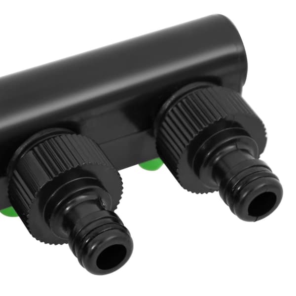 vidaXL 4-vejs hanekobling 19,5x6x11 cm ABS og PP grøn og sort -  Sprinklere – tilbehør
