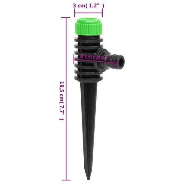 Roterende sprinklere 6 stk. 3x6x19,5 cm ABS og PP grøn sort - Sprinkler - Sprinklere - Home & Living