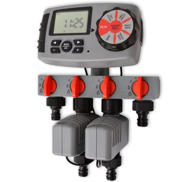42352 vidaXL Automatisk irrigationstimer med 4 stationer 3 V -  Sprinklere – styresystemer