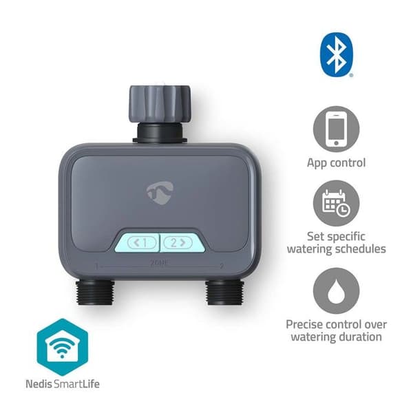 Trådlös Bluetooth-vattningskontroll 2 Zoner IPX5 SmartLife Nedis Grå