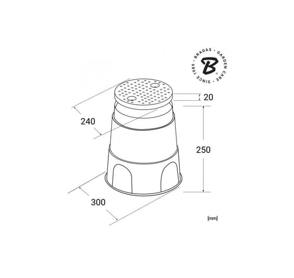Stor rund ventilboks, diameter 30 cm