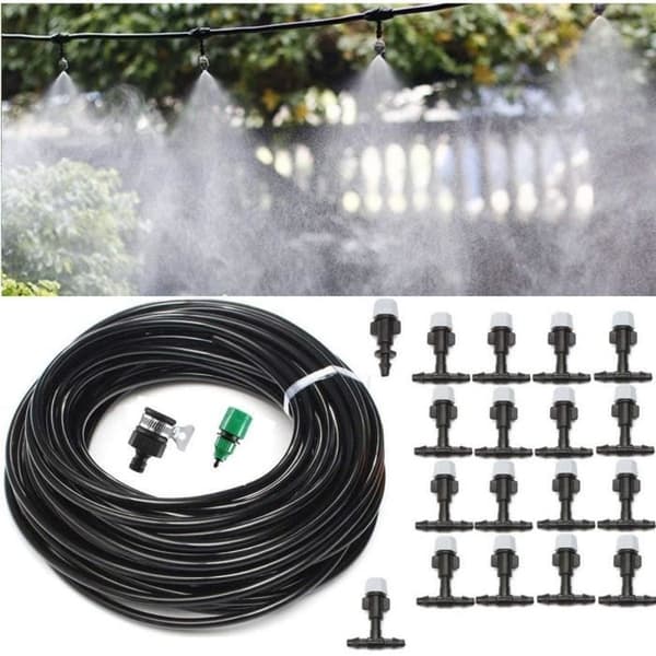 20 m mikrobevattningskit för trädgård och terrass - kylsystem med sprinklermunstycke för trädgård och blomma